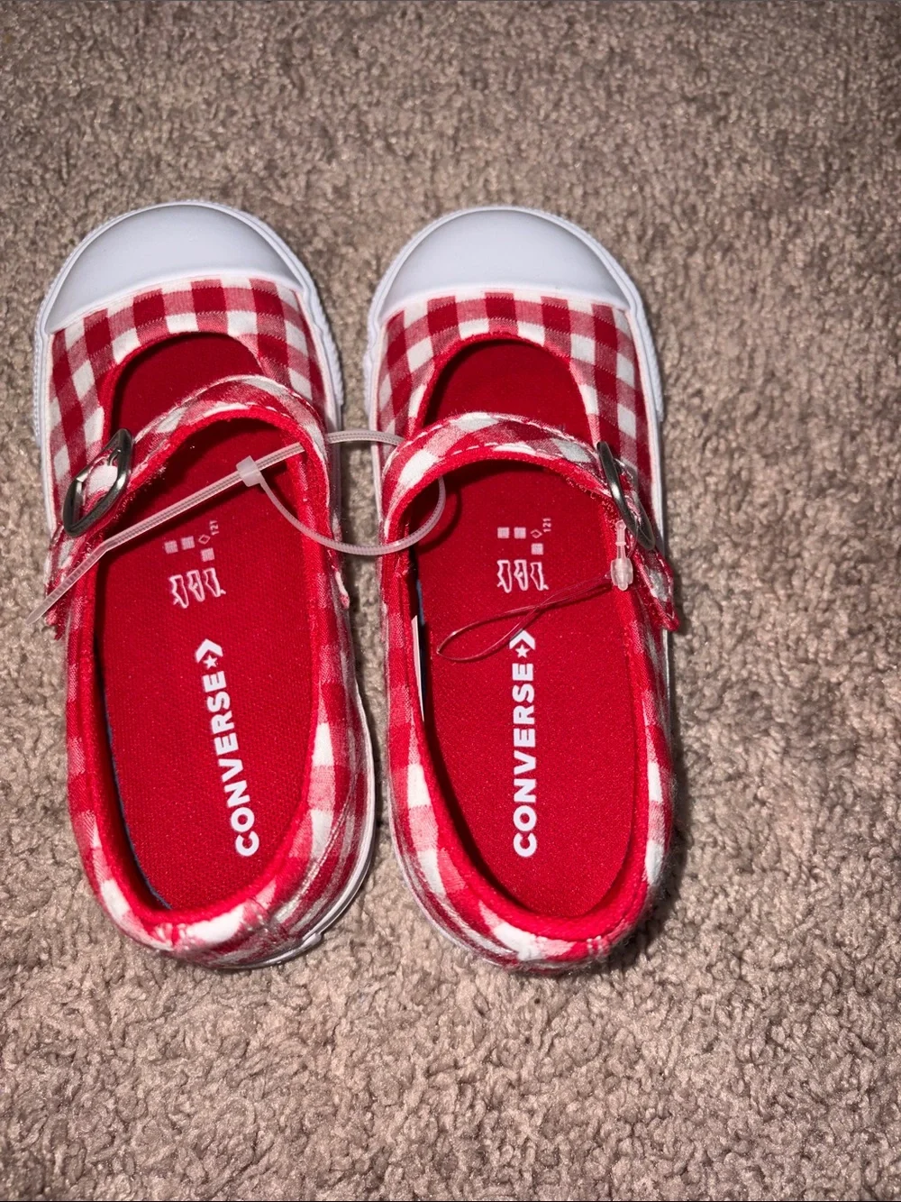 Converse Kids Red and White Gingham Mary Jane Sneakers NWOT